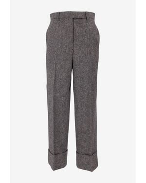 Thom Browne High-Waist Wide-Leg Wool Pants - Gray