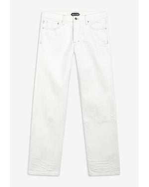 Tom Ford Biker-Effect Straight Jeans - White