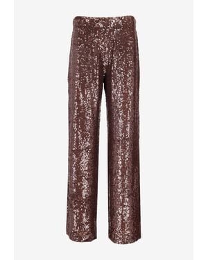 P.A.R.O.S.H. Sequined Wide-Leg Pants - Brown