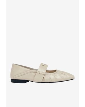 Alohas Bargo Pleated Leather Ballet Flats - White