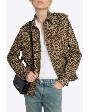 Zadig & Voltaire Taskam Leopard Print Denim Overshirt - Brown