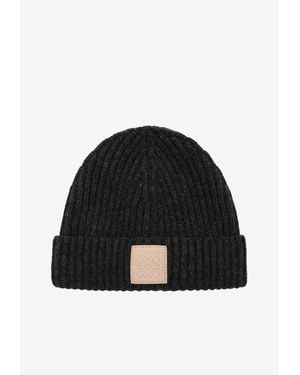 Loewe Anagram Patch Cashmere Beanie - Black