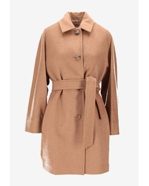 Max Mara Filato Belted Single-Breasted Coat - Natural