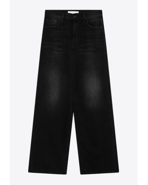 Mother Spinner Washed Straight-Leg Jeans - Black