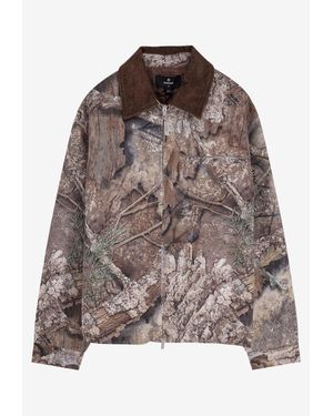Represent Zip-Up Bomber Jacket - Brown