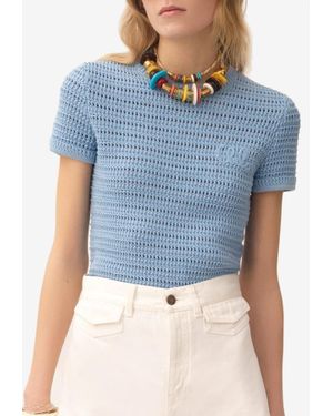 Chloé Crochet Knit Logo Top - Blue