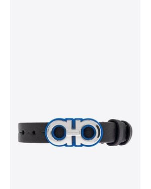 Ferragamo Double Gancini Leather Bracelet - White