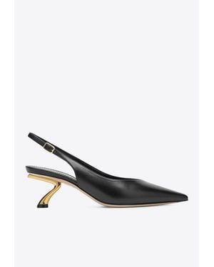 Ferragamo Cleya 50 Sculptural Heel Slingback Pumps - White