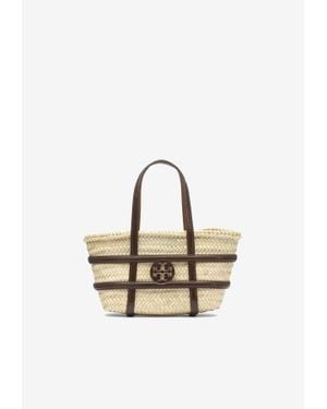 Tory Burch Small Ella Woven-Raffia Tote Bag - White