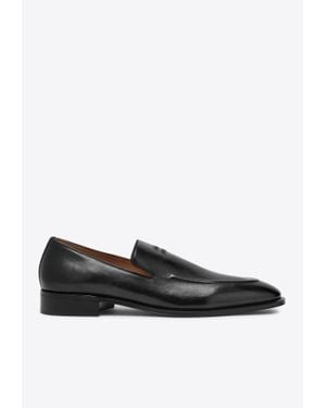 Miu Miu Embossed Logo Leather Loafers - Black