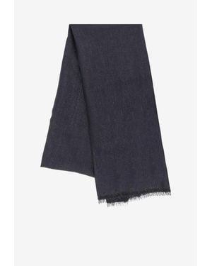 Brunello Cucinelli Wool-Blend Fringed Scarf - Blue