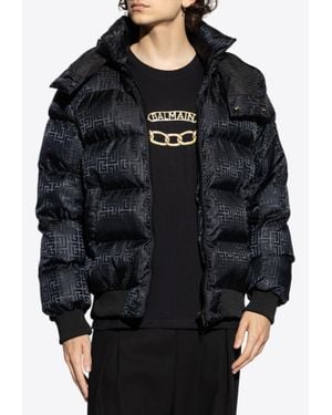 Balmain Pb Labyrinthe Monogram Padded Jacket - Black