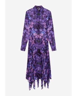 Versace Orchid Barocco Print Midi Shirt Dress - Purple