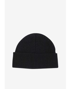 Ami Paris Wool Beanie With Embroidered-Logo - Black