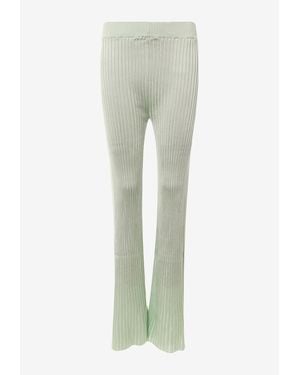 Jil Sander Ribbed High-Waist Flared Pants - Green