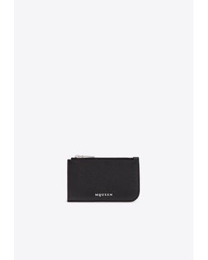 McQueen Logo-Lettering Sling Zip Cardholder - White