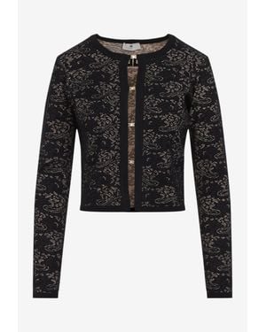 Elisabetta Franchi Semi-Sheer Lace Cardigan - Black