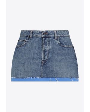 Miu Miu Logo Mini Denim Skirt - Blue