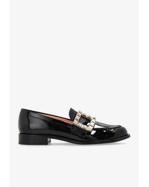 Roger Vivier Très Vivier Crystal Buckle Loafers - Black