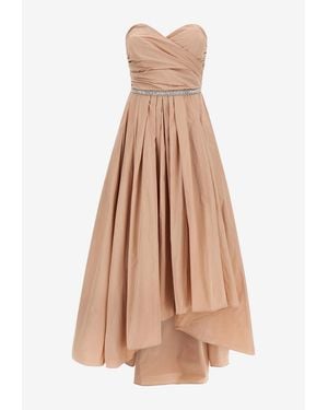 Pinko Dattero Asymmetrical Strapless Dress - Natural