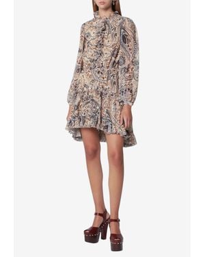 Etro Paisley Print Ruffled Mini Dress - White