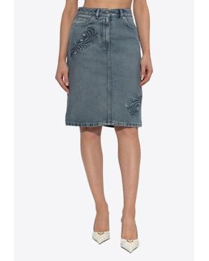 Versace Barocco Denim Skirt - Blue