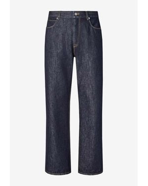 Fendi Logo Patch Straight-Leg Jeans - Blue