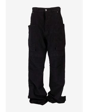 Rick Owens Stefan Wide-Leg Brushed Cargo Jeans - Black
