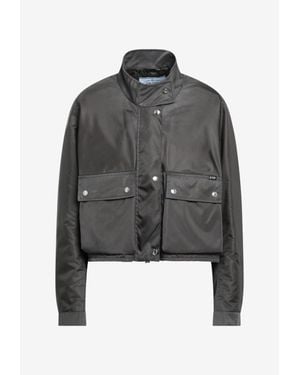 Prada Zip-Up Washed Re-Nylon Jacket - Gray