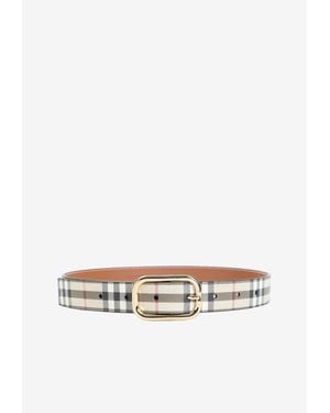Burberry Check Pattern Canvas Belt - White