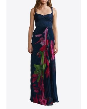 AMUR Drea Pleated Maxi Dress - Blue