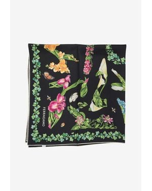 Ferragamo Eden Shoes Print Silk Scarf - Green