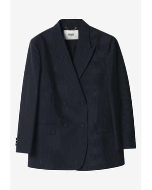 Fendi Pinstriped Wool Blazer - Blue