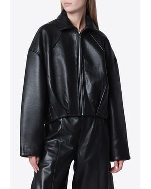 ROTATE BIRGER CHRISTENSEN Boxy Leather Jacket - Black