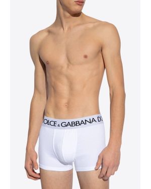 Dolce & Gabbana Logo-Inlay Elastic Boxers - White