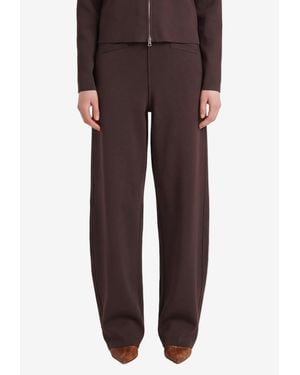 Frankie Shop Enya Ribbed Knit Barrel Pants - Brown