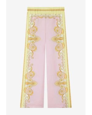 Versace Printed Wide-Leg Pants - Pink
