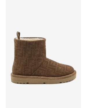 Fendi Ff Jacquard Suede Boots - Brown