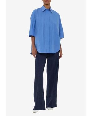 P.A.R.O.S.H. Canyox Buttoned Pleated Shirt - Blue