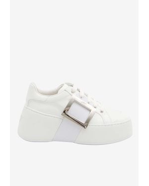 Roger Vivier Viv' Skate Leather Platform Sneakers - White