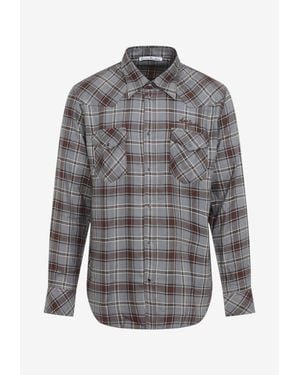 Acne Studios Plaid Check Long-Sleeved Shirt - Grey
