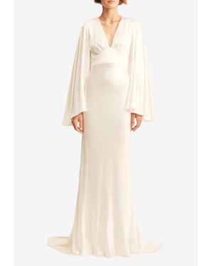 Shona Joy La Lune Plunging V-Neck Gown - Natural