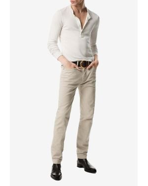 Tom Ford Wrinkled-Effect Slim-Leg Jeans - Natural