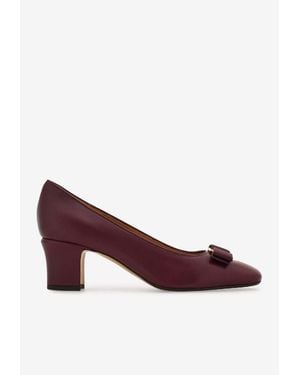 Ferragamo Vara 55 Calf Leather Pumps - Purple