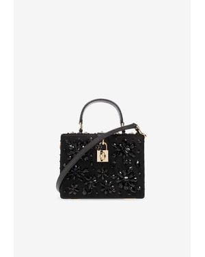 Dolce & Gabbana Crystal Embellished Dolce Box Handbag - Black