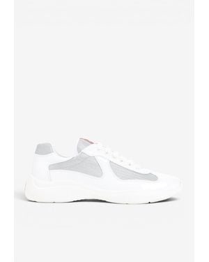 Prada Leather And Mesh Low-Top Sneakers - White