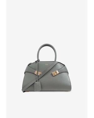 Ferragamo Medium Hug Calfskin Shoulder Bag - Gray