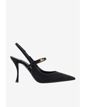 Dolce & Gabbana Cardinale 90 Nappa And Suede Slingback Pumps - White