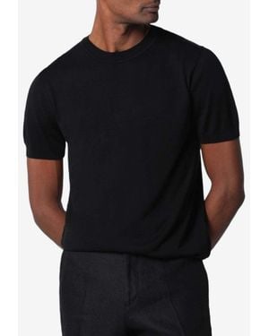 Lardini Wool-Blend Short-Sleeved T-Shirt - Black