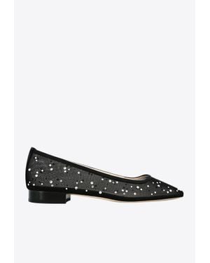 Andrea Wazen Julie Mesh Glitz Ballet Flats - Black